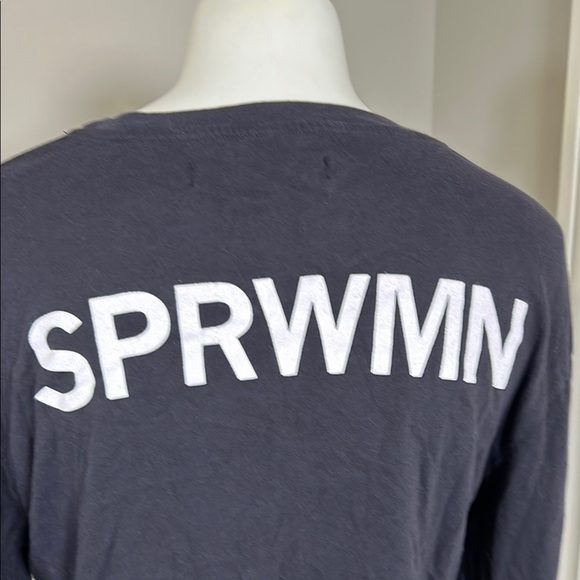 SPRWMN Love Edit Tee Long Sleeve Crop Top Navy Blue Crew Neck Sz S NEW - Picture 5 of 9